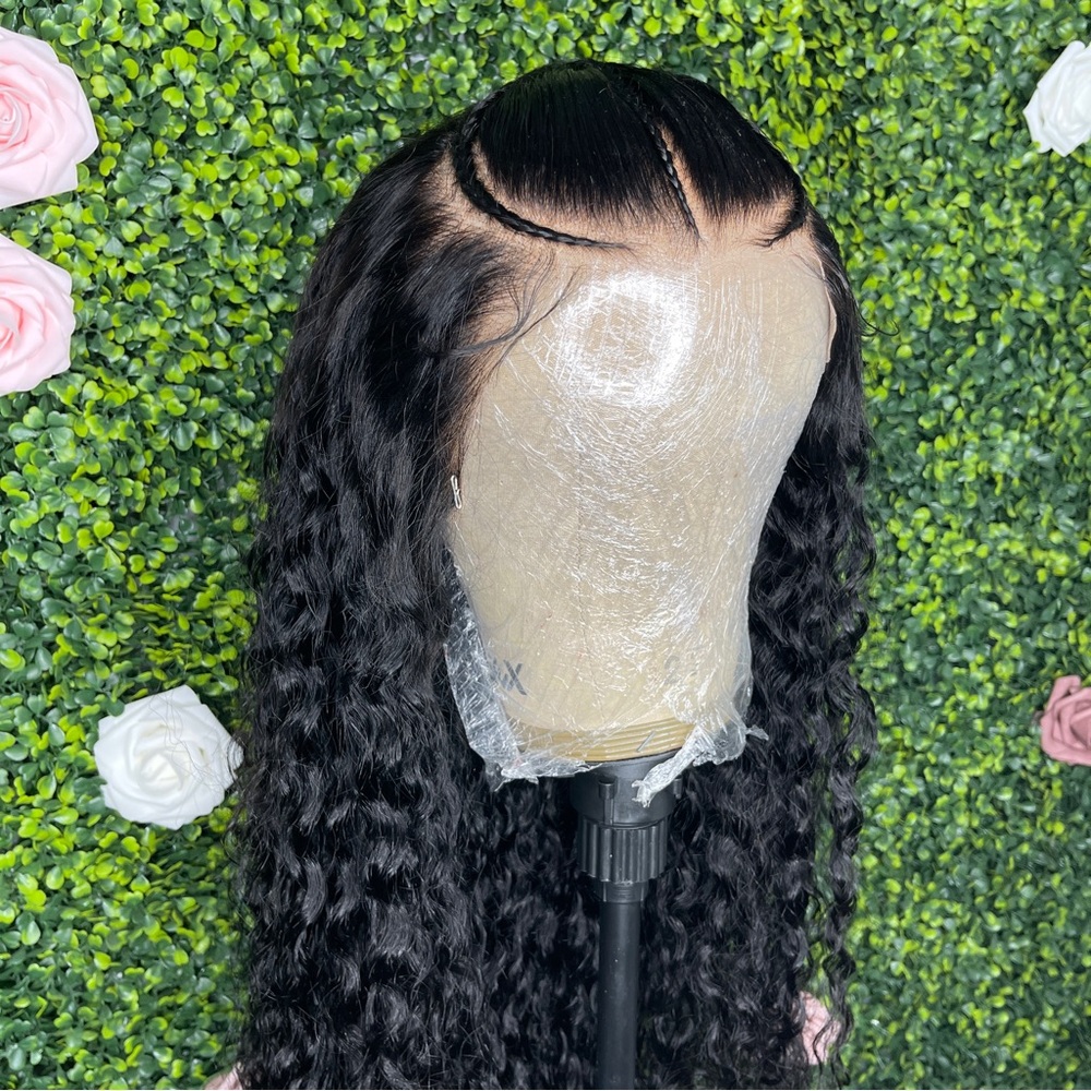 13x4 lace closure braieded water wave wig | pre cut & ready to wear